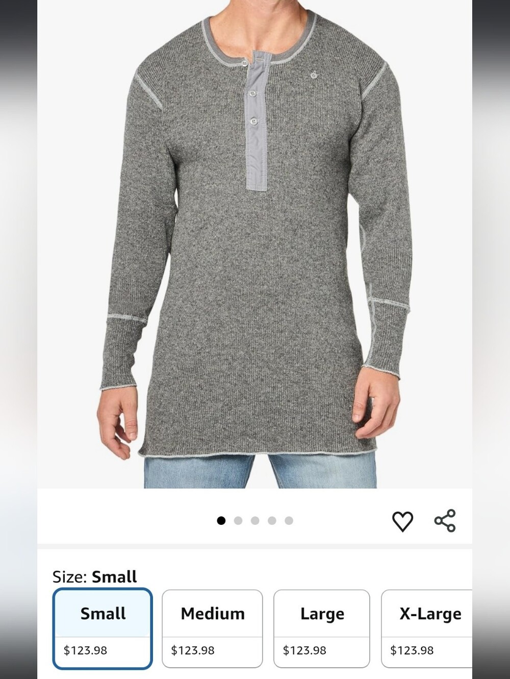 Bundle Of 2 Wool Men's Gray Henley Thermal Shirt